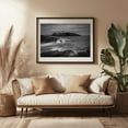thumbnail image 3 of Nightfall at Nubble B&W - York Maine Photography Lighthouse Coast Black and White Ocean Landscape Waves Scenic Black Framed Wall Art Print 5 x 7 inches, 3 of 4