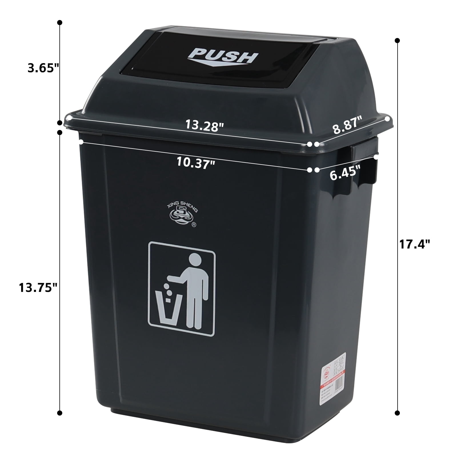 Dehouse 6 Gallon Swing Lid Trash Can for Kitchen, 4 Pack Plastic Swing Top Lid Kitchen Garbage Trash Can, Gray