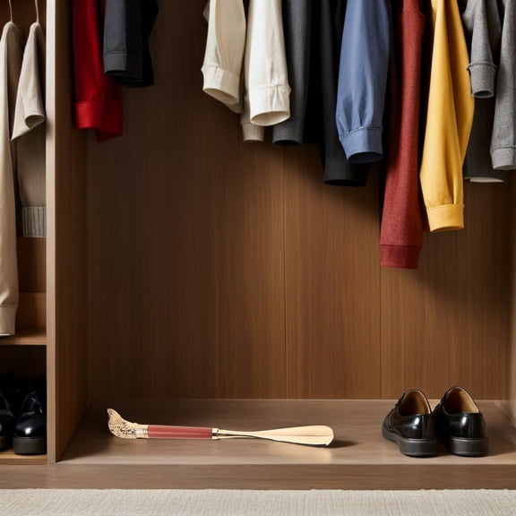 OFFIGAM Shoe Horn with Metal and Beech Wood, Ergonomic Design for Seniors, Pregnant Women, Home and Travel Use