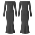 thumbnail image 4 of Vestido Largo Sin Tirantes Bowknot Bodycon Vestido largo Hombro Mujer Fiesta Clubwear Traje (Negro S) Cgtredaw Para estrenar, 4 of 9