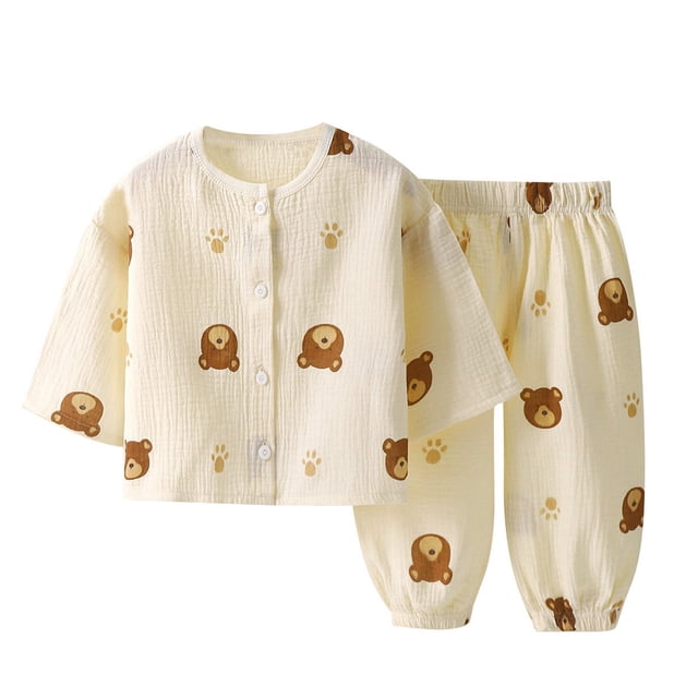 WEAIXIMIUNG Ensemble de Robe pour Bébé Garçon Enfants Mince Double Mignon Confortable à Manches Longues Knickerbockers Ensemble Maison