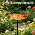 thumbnail image 5 of Metal Bird Bath with Flower Design Outdoor Feeder for Garden Butterfly Puddler Decor 9.4in Wide 24.8in Tall Iron Material, 5 of 5