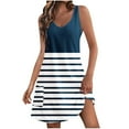 thumbnail image 1 of Yuyuzo Robes Décontractées pour Femmes Été Robes T-Shirt Sortie de Plage Robe Débardeur à Rayures avec Poches, 1 of 4