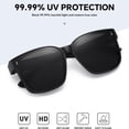 thumbnail image 2 of Women's Trendy Large Square Polarized Fit-over Sunglasses Black, 2 of 6