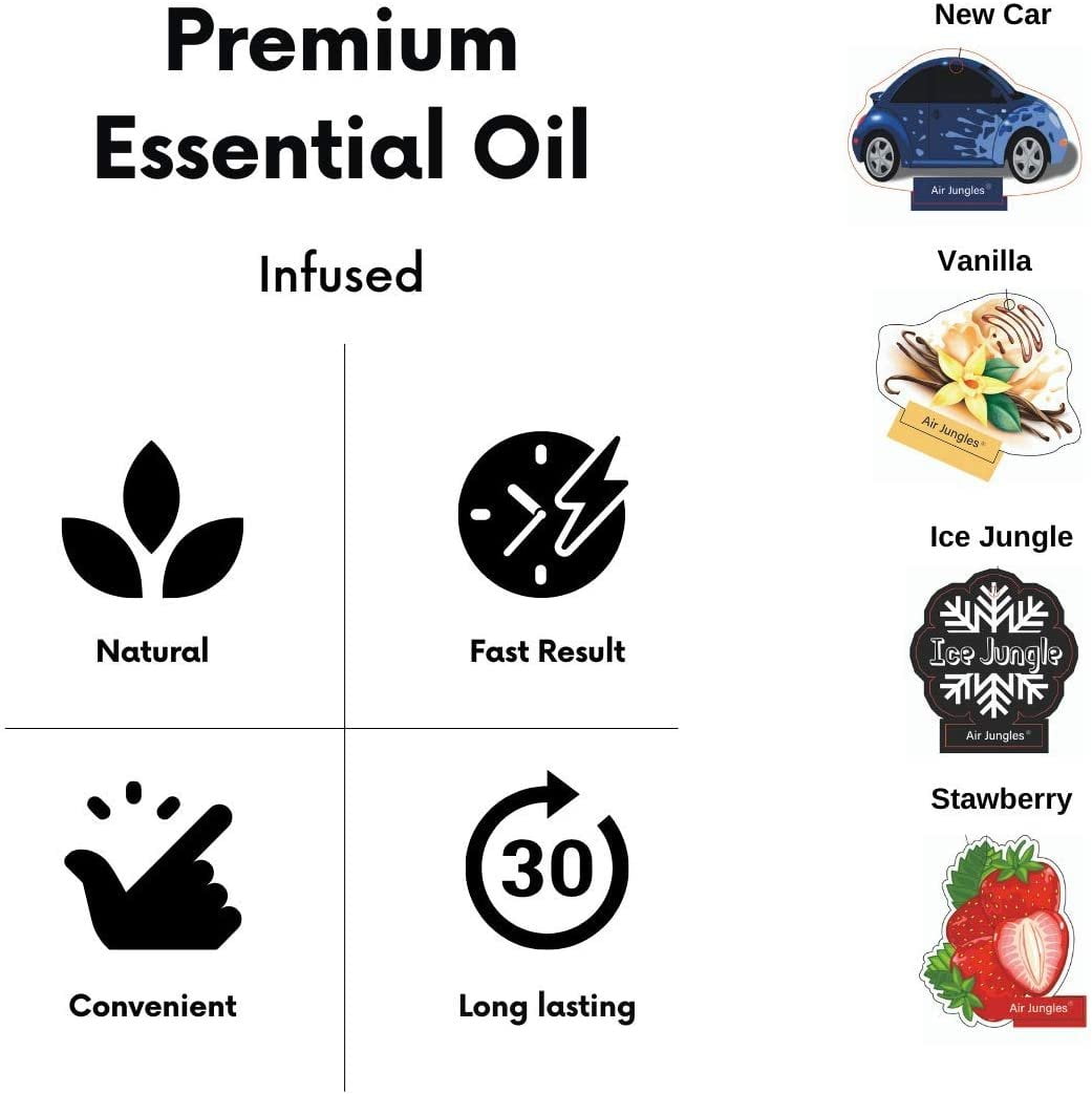 Air Jungles Car Air Fresheners Hanging 6 Count, Variety Car Scents Air  Freshener, Natural Essential Oil for Car Fragrance, Air Fresheners with  Odor