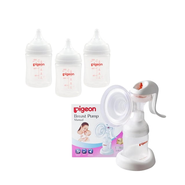 Pack 3 Biberones Pigeon Softouch 160ML y Extractor de Leche