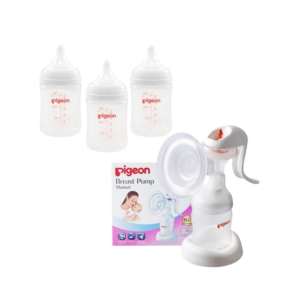 Pack 3 Biberones Pigeon Softouch 160ML y Extractor de Leche