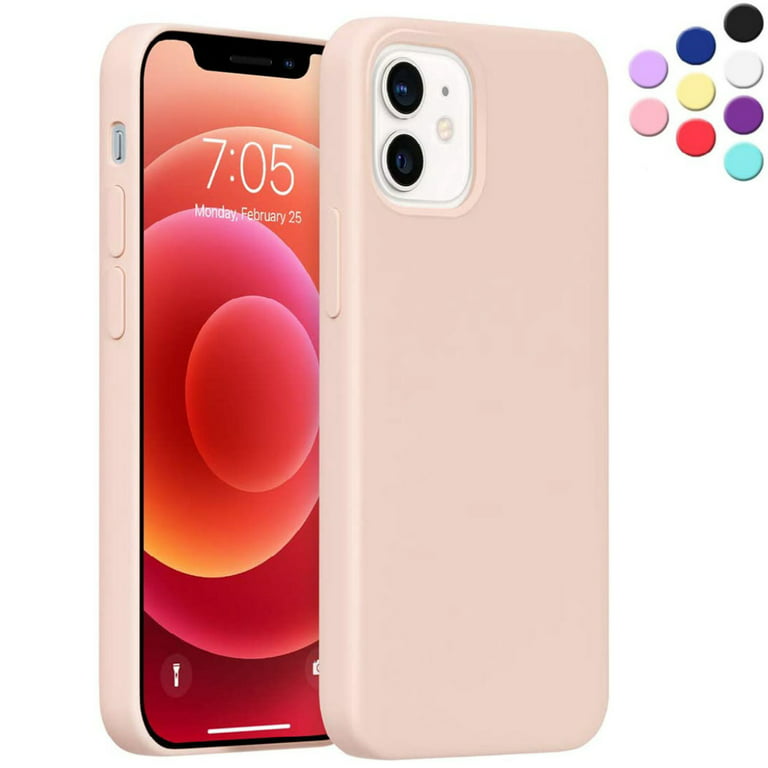 Silicone Case for iPhone 12 Mini -{Shock-Absorbent- Raised Edge Protection-  Compatible with iPhone 12 Mini (5.4 inch} Light Pink Color 