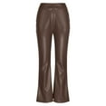 thumbnail image 4 of Lenpel Flared Leather Pants for Women Elegant High Waisted Stretchy Bell Bottom Pants Trendy Bootcut Trousers, 4 of 6