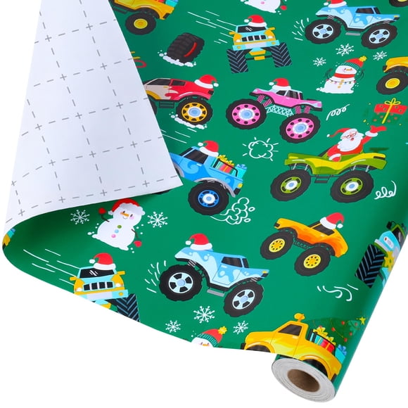 Cintas de papel de regalo Monster Truck Christmas de 13,6 m²