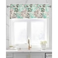 thumbnail image 2 of Teal Brown Flowers Linen Curtain Valance for Bedroom/Bathroom/Kitchen/Office/Living/Dining Room Window,Spring Floral Botanical Rustic Rod Pocket Topper Decorative Cafe Drapes Panel 42"x12", 2 of 6