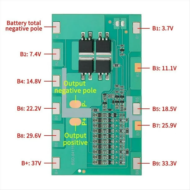 10S 36V 10A/15A Junta de Protección de la Batería 18650 Li-Ion Junta de Protección para 18650 Batería 88MM X 65MM