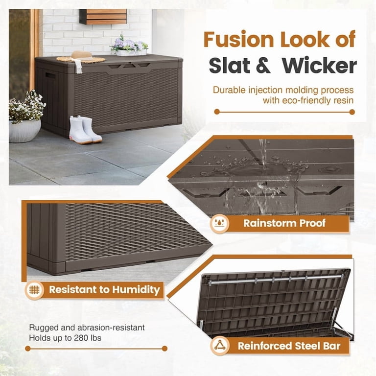 Devoko 105-Gallon Resin Deck Box with Air Rod, Dark Brown photo 3