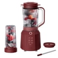 thumbnail image 2 of Thyme & Table Countertop Blender Duo, 1100W, 57oz Tritan Pitcher, 6-Point Stainless Steel Blade, 25oz To-Go Cup with Smart Seal™ Lid and Straw, Cabernet Red, 2 of 15