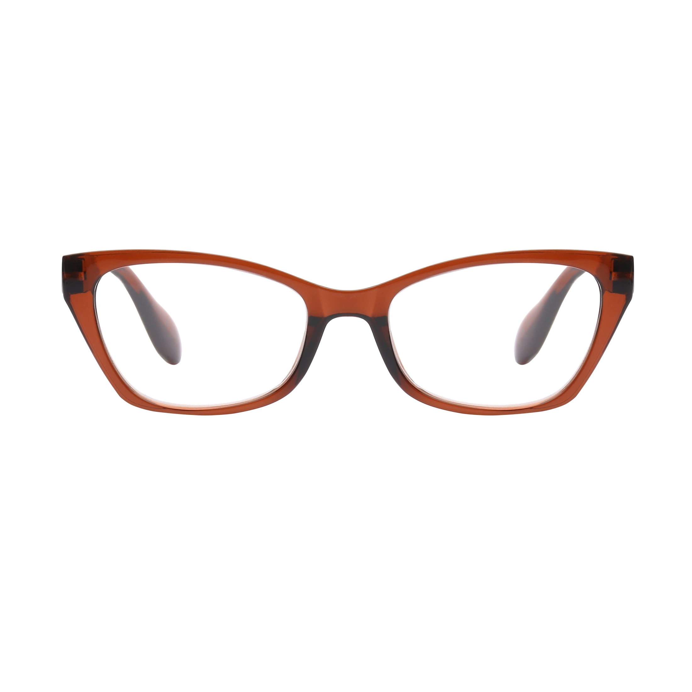 (2 pack) M+ Womens Spring Hinge Plastic Reading Glasses Crybn 1.25 Maya in Crystal Brown with Pouch