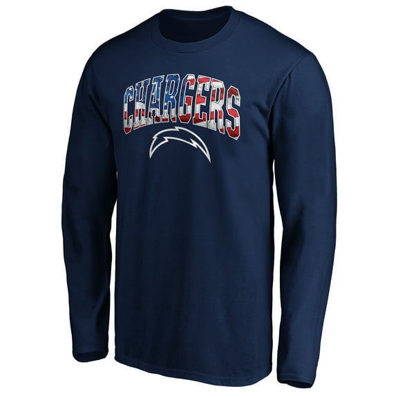 Men's Navy Los Angeles Chargers Banner Wave Long Sleeve T-Shirt
