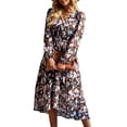 thumbnail image 1 of Vestido maxi bohemio floral PRETTYGARDEN con escote cruzado en V, color negro, talla S, 1 of 5