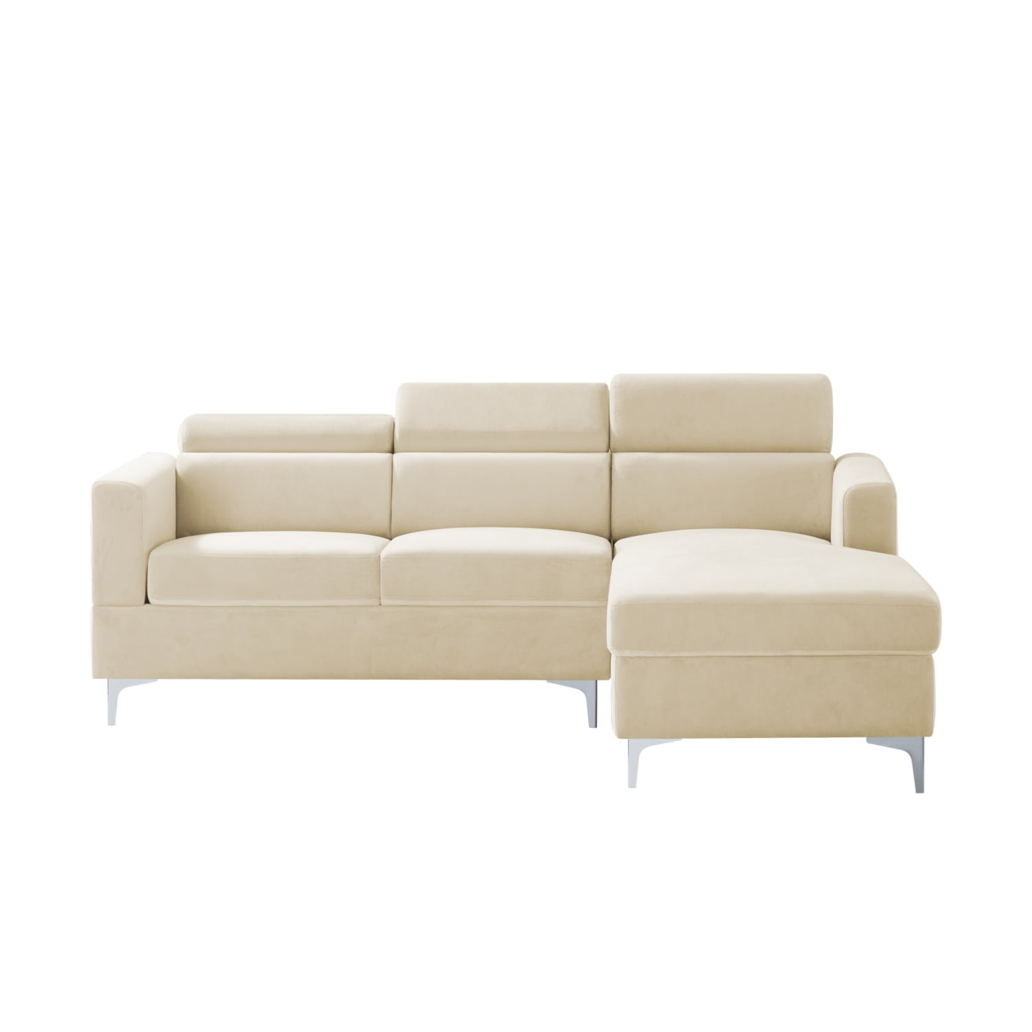Kadyn 83.4" Sectional Sofa Couch, velvet Sectional Sofa Futon for Living Room, Modern Sectional Sofa, Beige