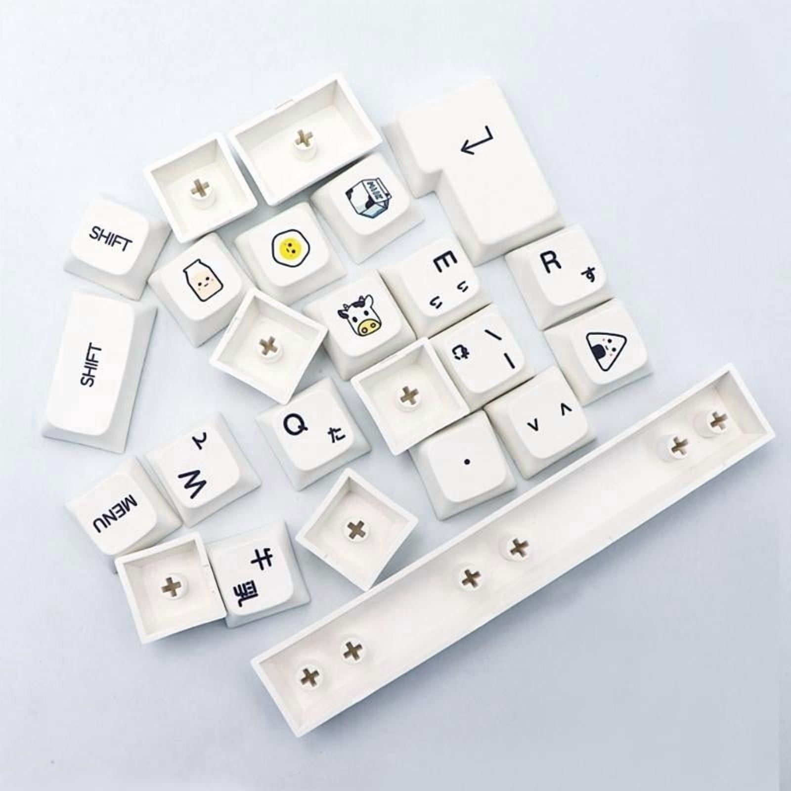 126PCS Keycaps Minimalist White DA Profile PBT Keycaps for Mechanical Keyboards Japanese Milk White Style