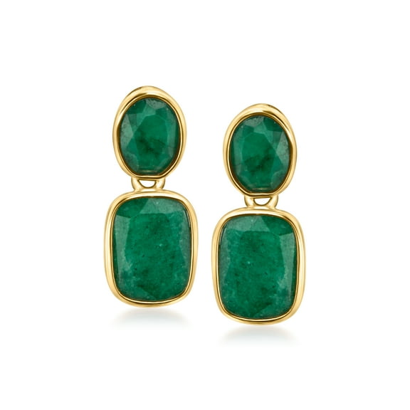 Ross-Simons 5.00 ct. t.w. Emerald Drop Earrings in 18kt Gold Over Sterling, Women's, Adult