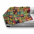 thumbnail image 3 of Retro Soft Flannel Fleece Throw Blanket, Pop Art Grunge Style Fruits Colorful Vintage Set Organic Style Food Vegan Pattern, Cozy Plush for Indoor and Outdoor Use, 50" x 70", Multicolor, by Ambesonne, 3 of 6