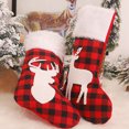 thumbnail image 2 of Naiovety Calcetines de Navidad con bordado de Jacquard, envoltorio de regalo pequeño, calcetines de copo de nieve de alce, rejilla roja, Kits de decoración para fiestas Alce, 2 of 6