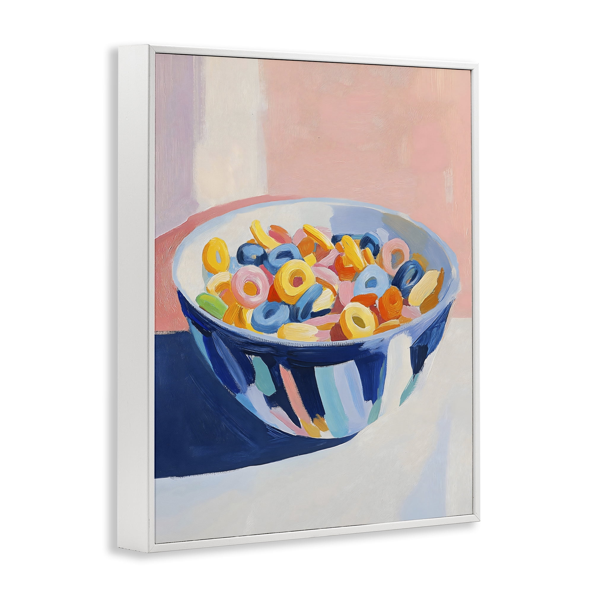 Stupell Industries Colorful Cereal Bowl White Framed Giclee Art, design by The Prints Vibe