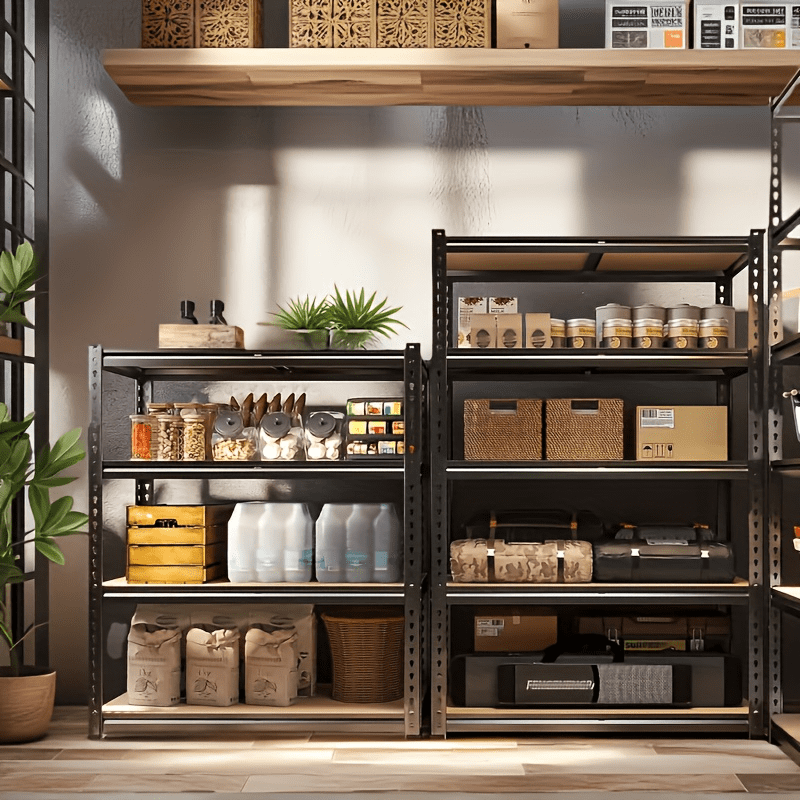 Garage Shelving Storage Shelves 5-Tier,  Capacityheavy Duty Adjustable Storage Shelve for Closet, Pantry & Garage Organization, Easyassembly Reguired, Garage Storage, Black, Utility Shelves