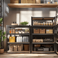 thumbnail image 4 of Garage Shelving Storage Shelves 5-Tier,  Capacityheavy Duty Adjustable Storage Shelve for Closet, Pantry & Garage Organization, Easyassembly Reguired, Garage Storage, Black, Utility Shelves, 4 of 4