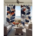 thumbnail image 4 of Navy Blue Burnt Orange Blackout Curtains 90 Inches Long for Bedroom, Botanical Abstract Palm Leaf Thermal Insulated Room Darkening Black Out Window Curtain Panels Grommet Drapes for Living Room, 4 of 8