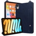 thumbnail image 3 of Case with Stand for iPad Mini 7 2024 (A17 Pro) & Mini 6 2021 (A2567, A2568, A2569) - Durable PU Leather Cover with Auto Sleep Wake, Card Slot, Hand Strap Feature For iPad mini6/mini7,Blue, 3 of 5