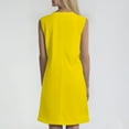 thumbnail image 4 of Summer Women's Button-Down Lapel Collar Sleeveless Dress 100% Cotton Linen Blend Casual Shift Dress with Front Pockets for Outdoor Activities,Yellow 2XL, 4 of 5