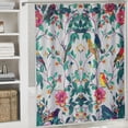 thumbnail image 6 of Orinice Bird Shower Curtain Watercolor Elements Flower Bird Branches Flowers Butterfly Polyester Shower Curtain Set with Hooks 72 X 72 Inches 36x72, 6 of 7