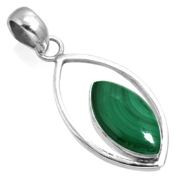 925 Sterling Silver Pendant Natural Malachite Handmade Jewelry
