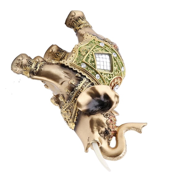 Lucky Feng Shui Green Elephant Statue Sculpture Wealth Figurine Gift Home Decoration（L）