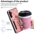 thumbnail image 6 of Phone Case for Samsung Galaxy A54 5G Wallet Cover with Tempered Glass Screen Protector and Wrist Strap Lanyard RFID Credit Card Holder Ring Stand Cell Accessories A 54 54A SM A546U 2023 Women Men Pink, 6 of 14