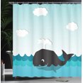 thumbnail image 4 of Ambesonne Nature Shower Curtain, Whale in Wavy Ocean, 69"Wx70"L, Black and Blue, 4 of 5