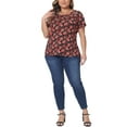 thumbnail image 2 of Agnes Orinda Plus Size Tops for Women Floral Printed Short Sleeve Round Neck Loose Casual Basic Tee Shirt, 2 of 5