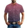 thumbnail image 2 of FNFYFH Men's Big and Tall Gradient Button Down Shirt Short Sleeve Western Cowboy Shirts Casual Stretch Work Shirt with Pockets, 2 of 8