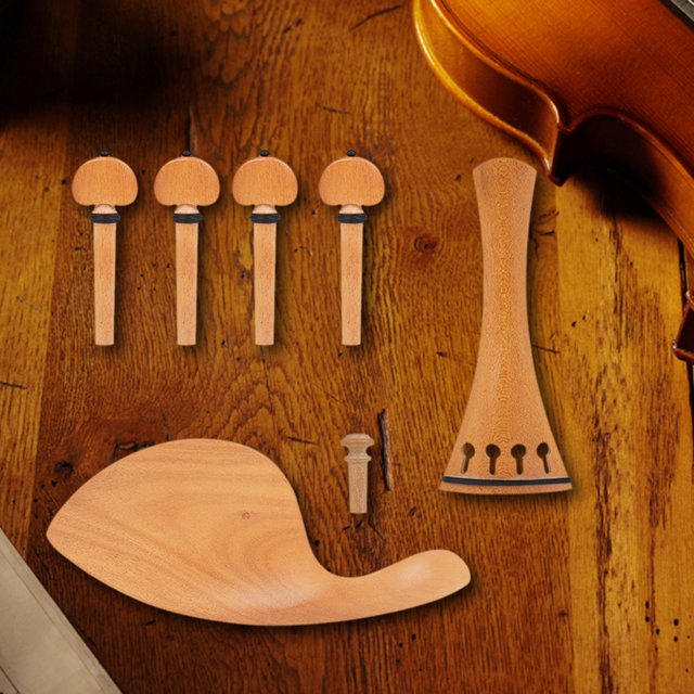 Cordal Clavijas De Afinación Endpins Mentonera 1 Juego de accesorios para violín, accesorios profesionales para piezas de violín, Color de madera exquisito