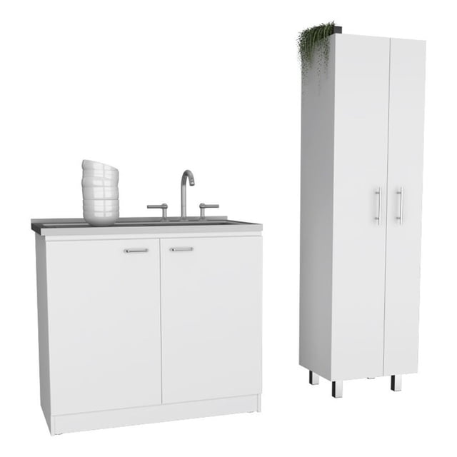 FM FURNITURE Safford Ensemble de Cuisine 2 Pcs Bois d'Ingénierie Blanc