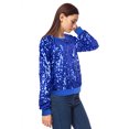 thumbnail image 4 of Women's Glitter Sequin Sweatshirt Long Sleeve Pullover Tops with Ribbed Cuffs, 4 of 5