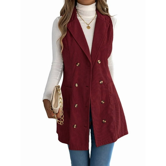 Women'S Dress Khaki Color Block Spring Autumn Long Sleeve Striped Fake Blazer for Women Wine Red S
