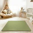 thumbnail image 4 of Baby Play Mat for Floor, 50" X 50" Vegan Leather & Memory Foam Area Rug - 1.2" Thick Playpen Mat for Tummy Time, Non-Slip Safe for Crawling, Easy to Clean(Green), 4 of 11