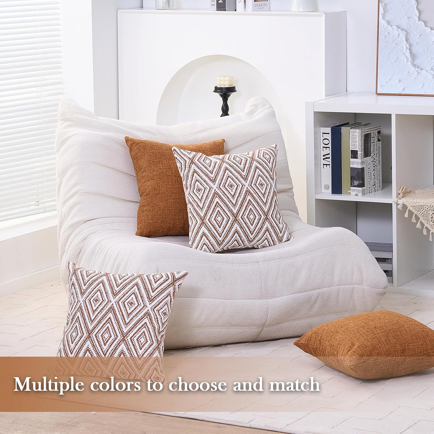 SUSIELADY Throw Pillow Covers Set of 4, 20"x20" Linen Decorative Square Couch Sofa Cushions, Accent Home Decor, Living Room, Bedroom, Chair, Golden Brown
