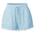 thumbnail image 2 of (2-Pack) Kcodviy Shorts for Women Casual Basketball Shorts Women Elastic Waist Drawstring Yoga Bike Shorts Women with Padding Shorts Comfy Stretch Lace Trim Beach Linen Ruffle Shorts, 2 of 6