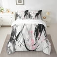 thumbnail image 2 of Erosebridal Black White Pink Comforter Set 7 Piece King Abstract Graffiti Bedding Set With Sheet Set Grunge Oil Painting Artwork Bed In A Bag Modern Aesthetics Bed Set Reversible, 2 of 5