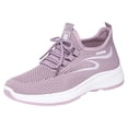 thumbnail image 4 of Women's Walking Shoes Non Slip Athletic Running Tennis Slip on Breathable Gym Workout Fashion Lace up Comfortable Sneakers Purple Size 7.5, 4 of 4