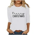 thumbnail image 2 of Elvqul Womens Cute Tops Plus Size Shirts White Christmas Tree Crew Neck Print Christmas Tops for Women 3/4 Sleeve, 2 of 5
