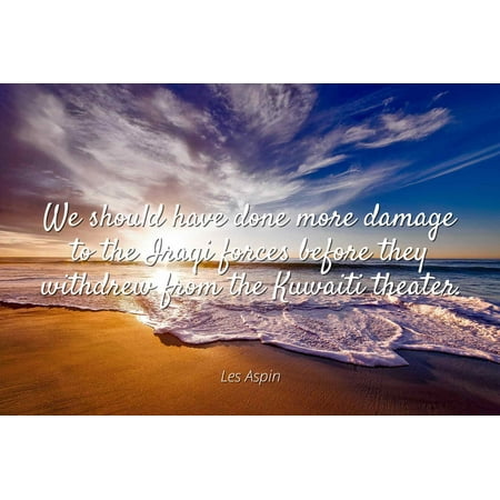 Flowers From Iraq Les Aspin - We should have done more damage to the Iraqi forces before they withdrew from the Kuwaiti theater - Famous Quotes Laminated POSTER PRINT 24X20. ()